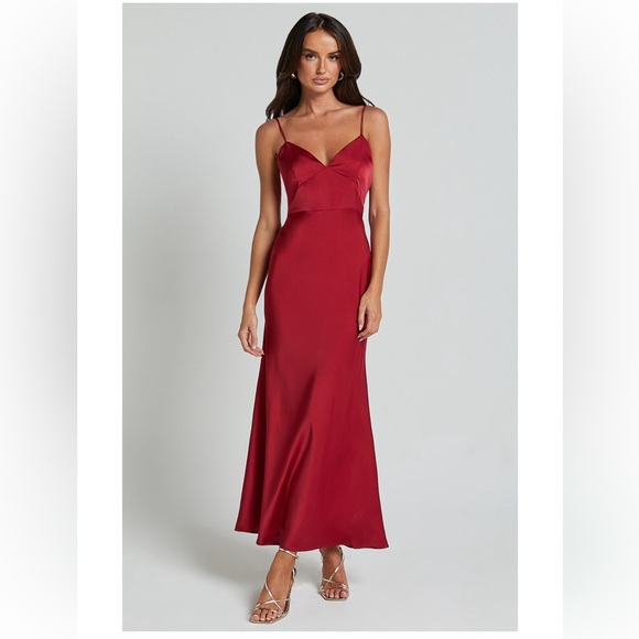 Showpo. Dresses & Skirts - Satin slip midi dress in wine red burgundy